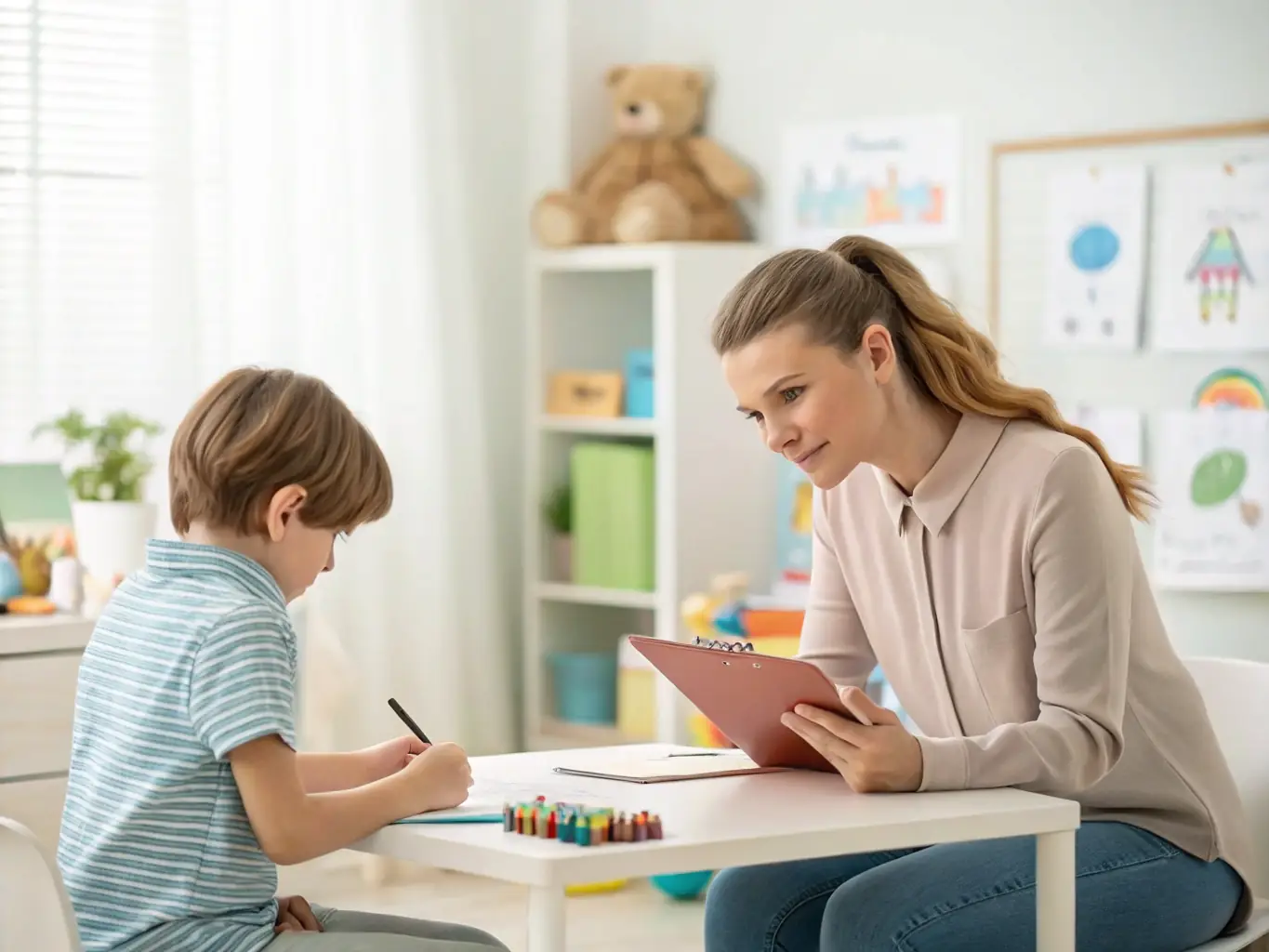 A therapist conducting a functional behavior assessment with a client, identifying triggers and developing effective intervention strategies.