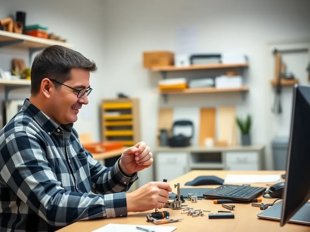 An adult with autism receiving vocational training and support from a therapist, focusing on developing job-related skills at Canyon Therapy.